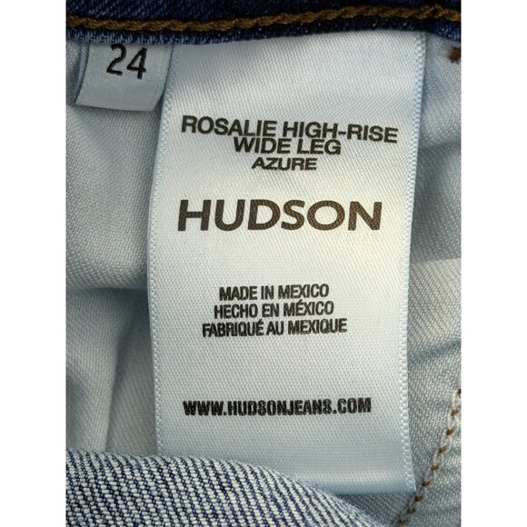 Hudson Rosalie High Rise Wide Leg Jeans Women 24 Two Tone Color Block Denim Boho - Picture 7 of 11